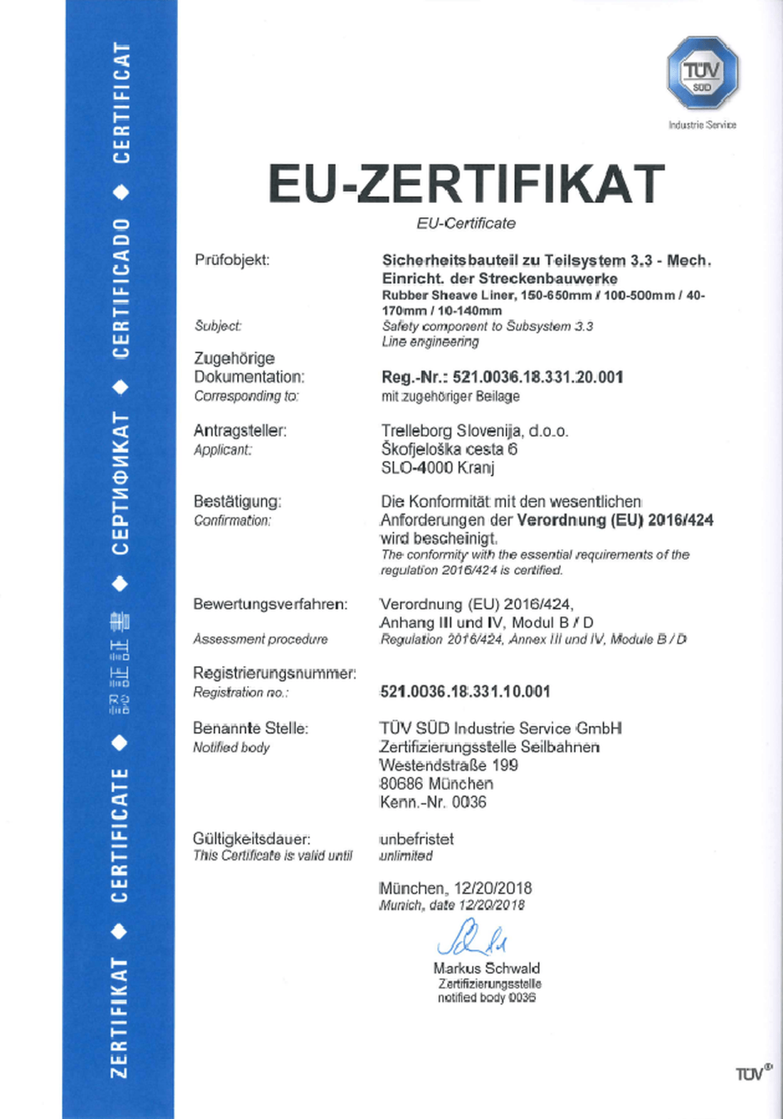 Mitas certificat UE